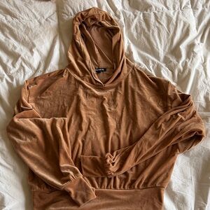 Express Tan Velvet Hoodie